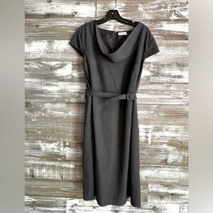 Calvin Klein Black dress with belt and scooped neck, size 16W